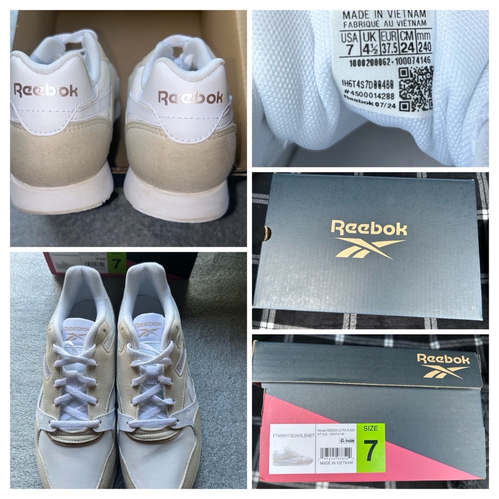 Reebok Tan and White Classic Sneakers